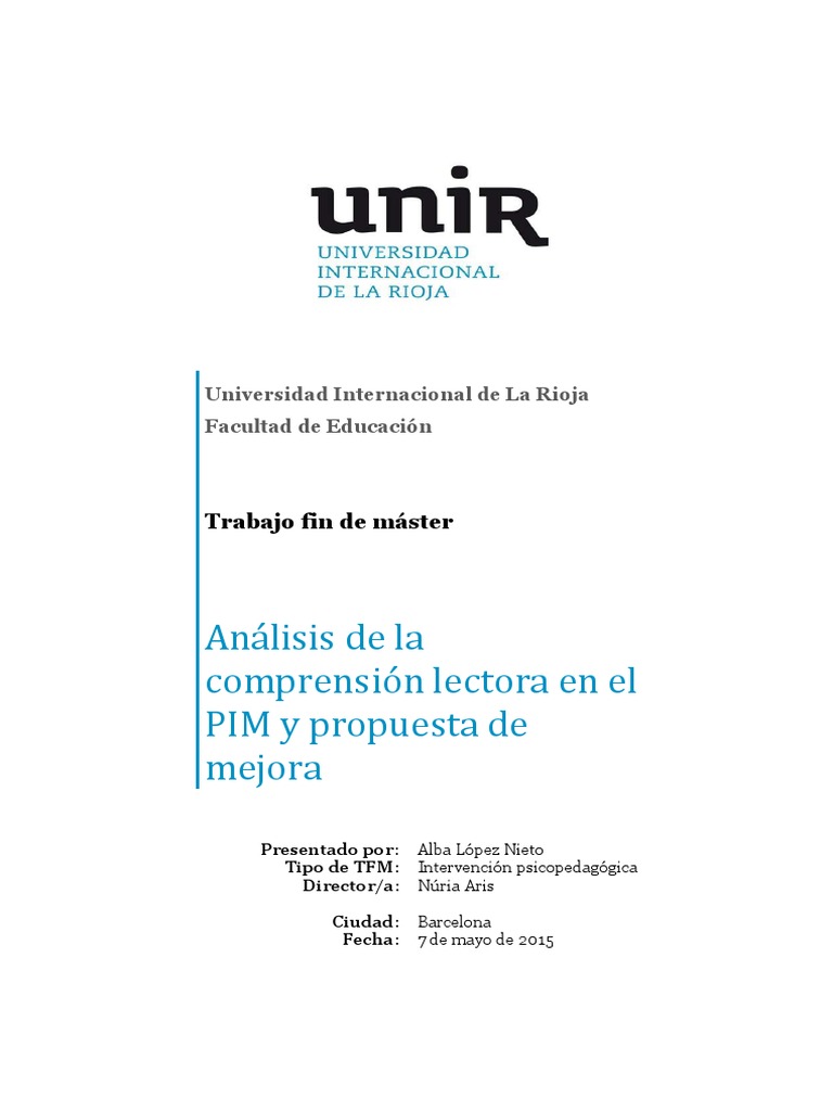 Mejora de la Comprensión Lectora en PIM | PDF | Comprensión lectora ...