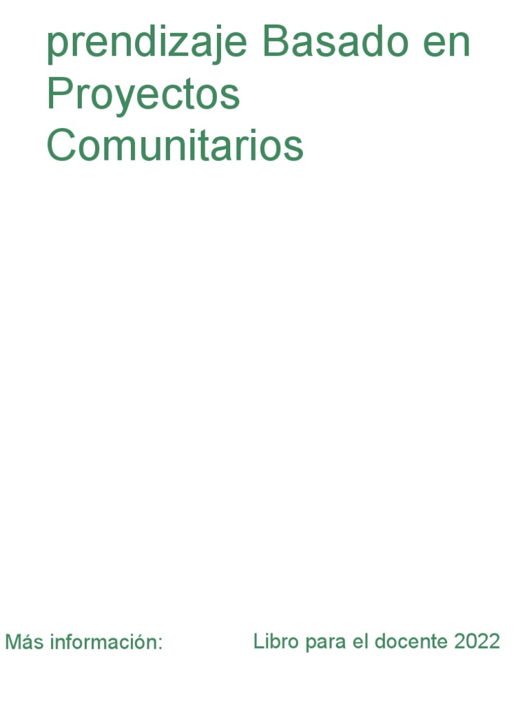 Aprendizaje Basado en Proyectos Comunitarios | PDF | Planificación ...
