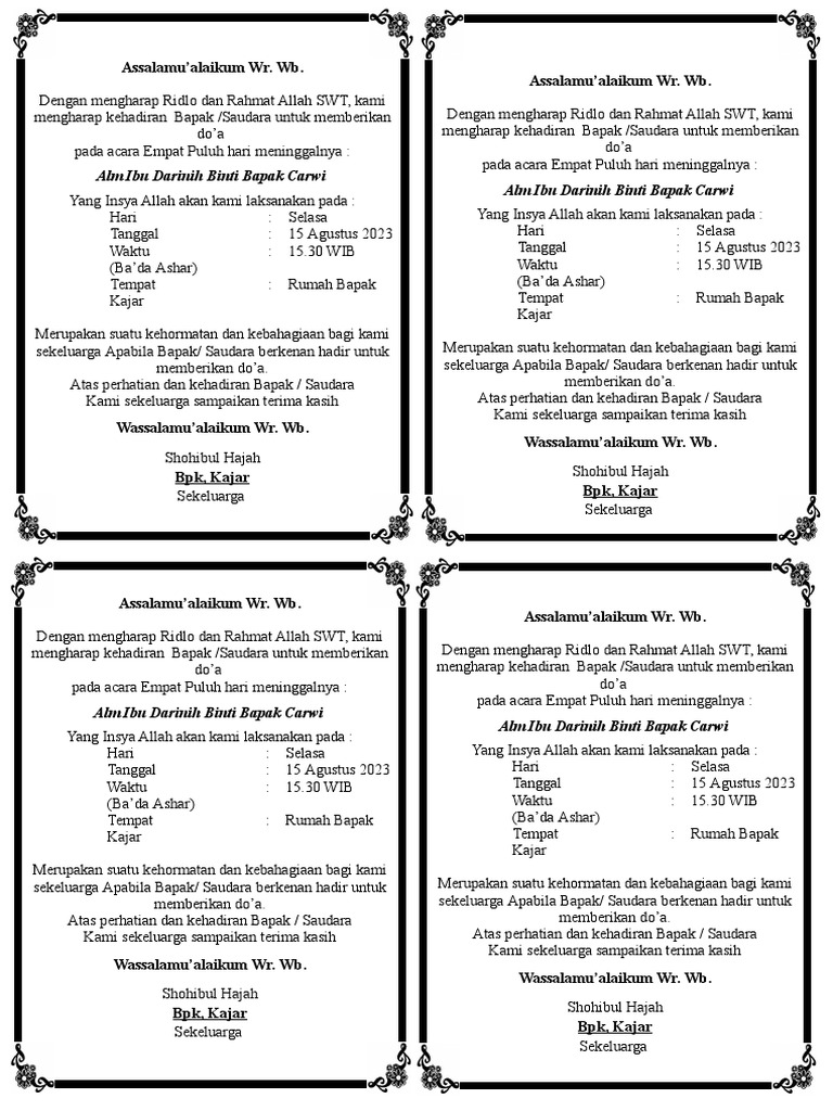 Undangan Tahlil | PDF