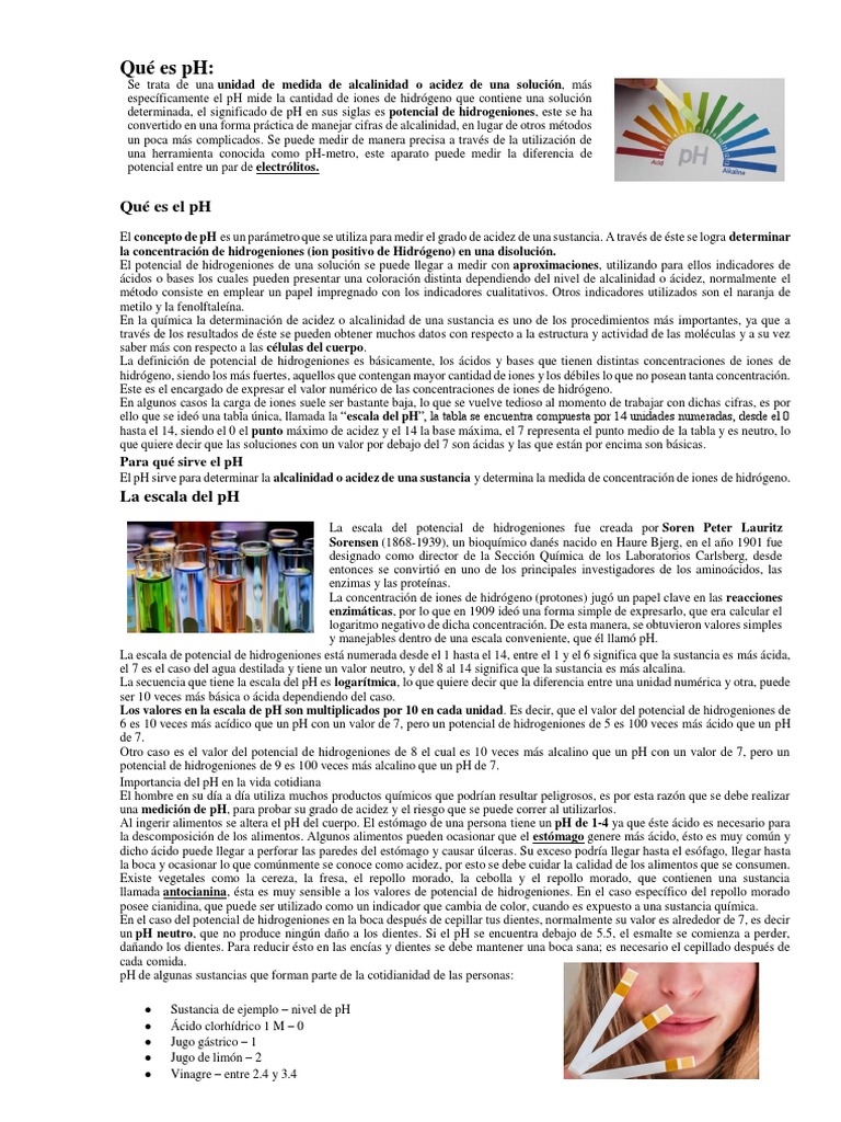 Importancia del pH en la vida diaria | PDF | Ph | Química
