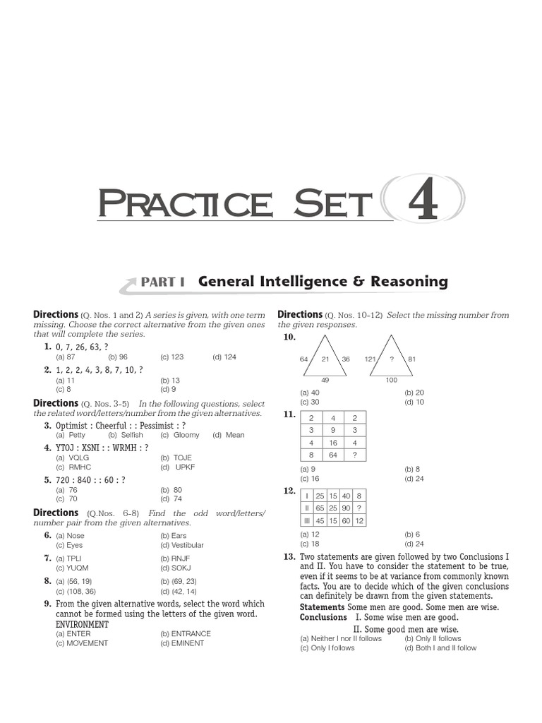 General Intelligence & Reasoning Questions | PDF | Matrix (Mathematics ...