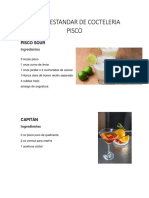 Receta Estandar de Cocteleria Pisco