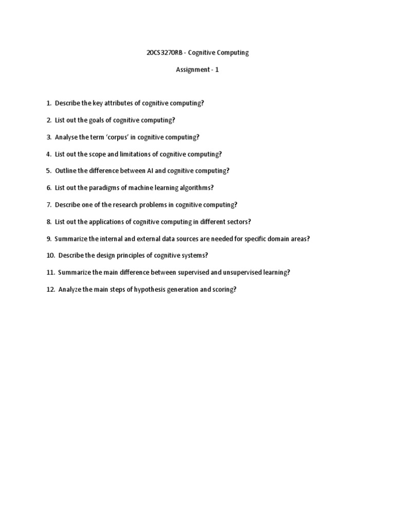 Cognitive Computing Assignment Overview | PDF | Technology & Engineering