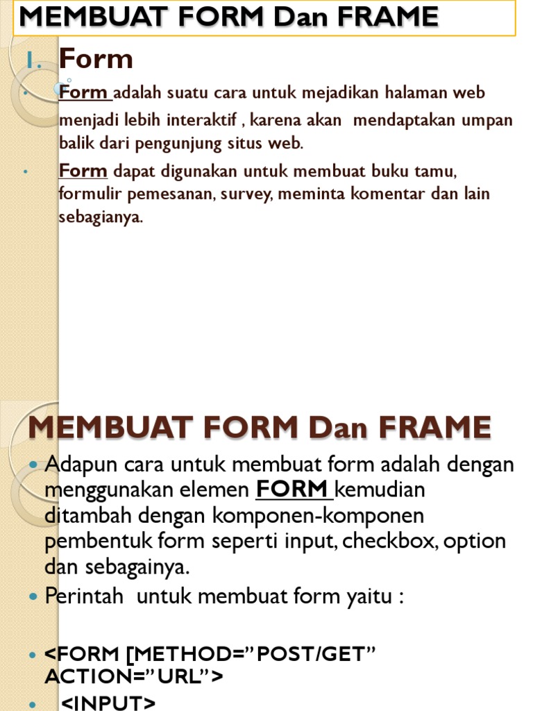 Membuat Form dan Frame Web | PDF | Karier & Perkembangan