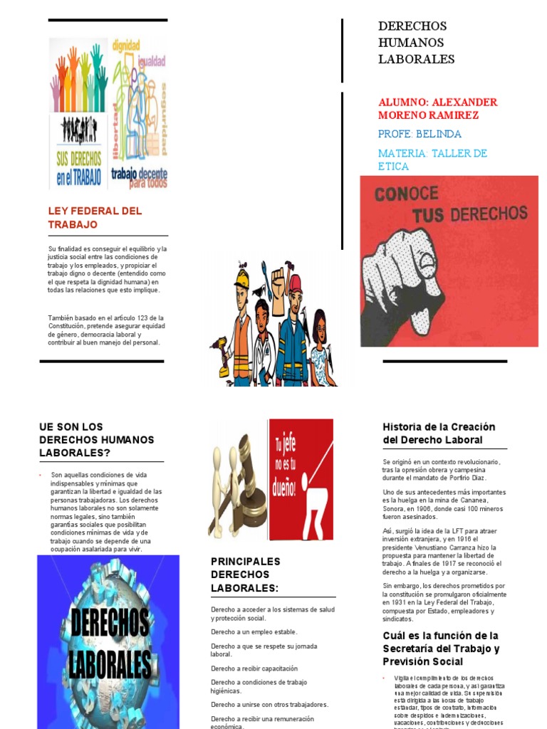 Triptico de Los Derechos Humanos Laborales | PDF