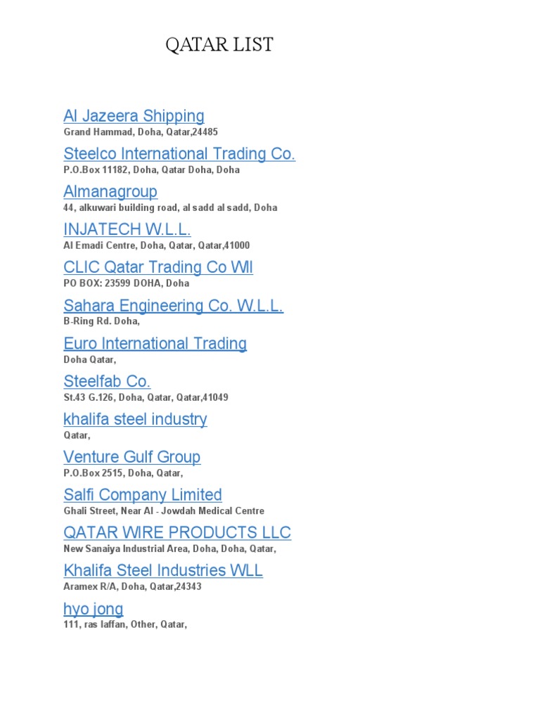 Qatar List PDF