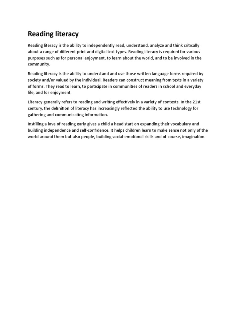 Understanding Reading Literacy | PDF