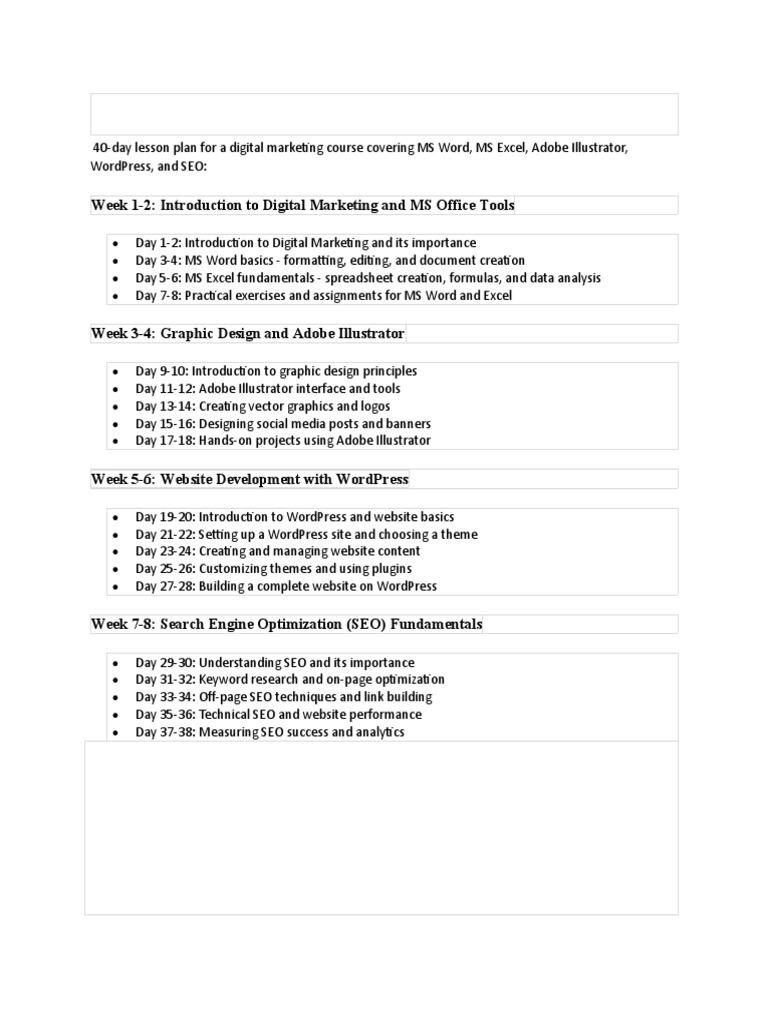 Digital Marketing Course Lesson Plan | PDF