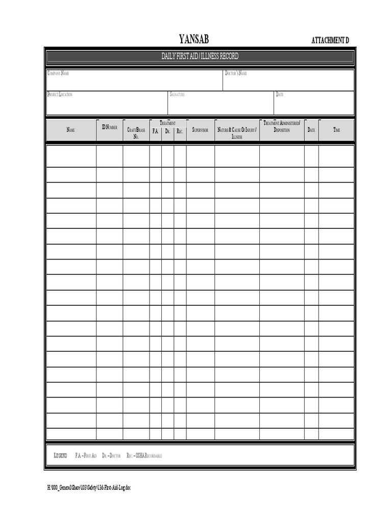 13d first aid log pdf
