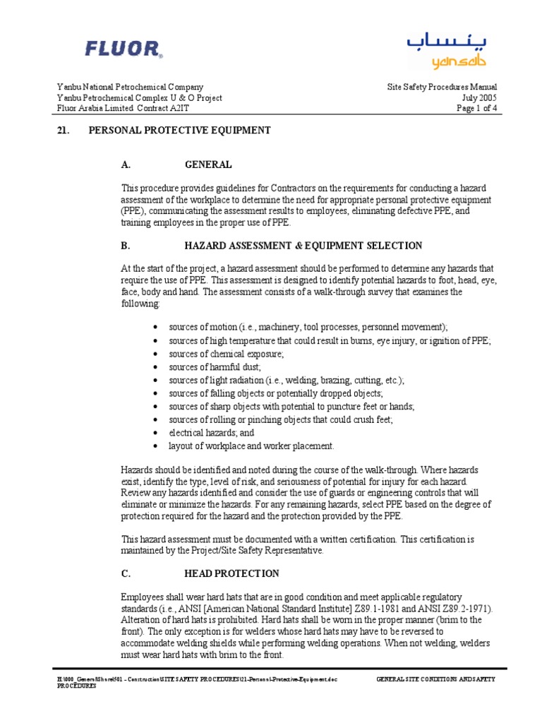 21 Personal Protective Equipment | PDF | Personal Protective Equipment