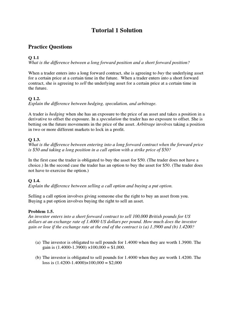 Tutorial 1 solutions pdf option finance hedge finance 