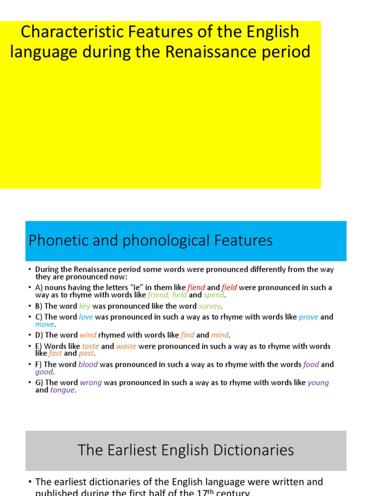 Renaissance English Language Features | PDF | Word | Verb