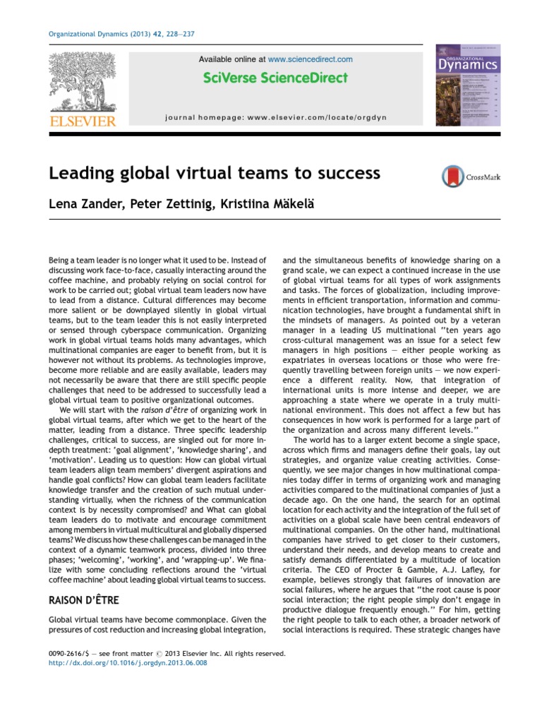 Leading Global Virtual Teams Effectively | PDF | Leadership | Communication
