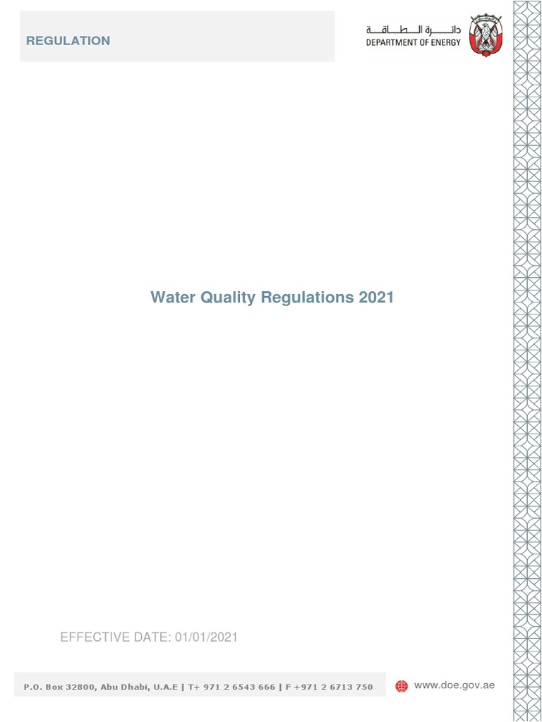 Water Quality Regulations 2021 Edition 5 PDF License United Arab