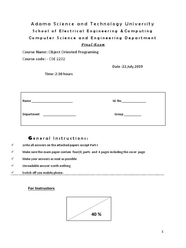 Oop java final exam pdf