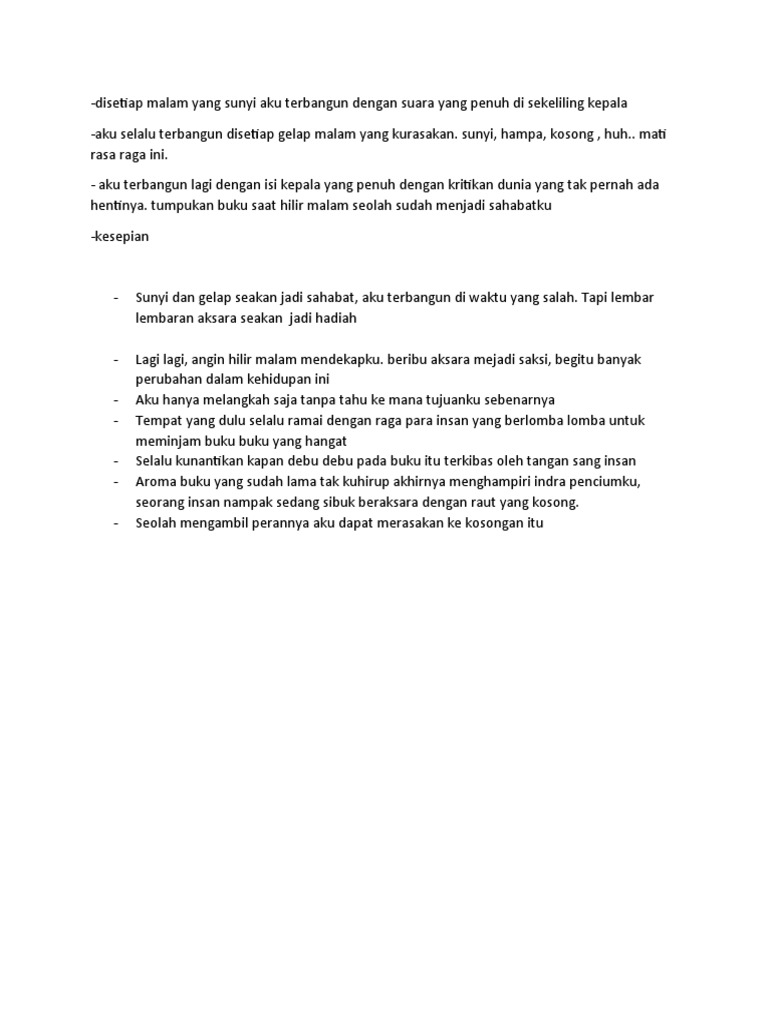 suasana malam yang sunyi dengan pikiran yang penuh rindu