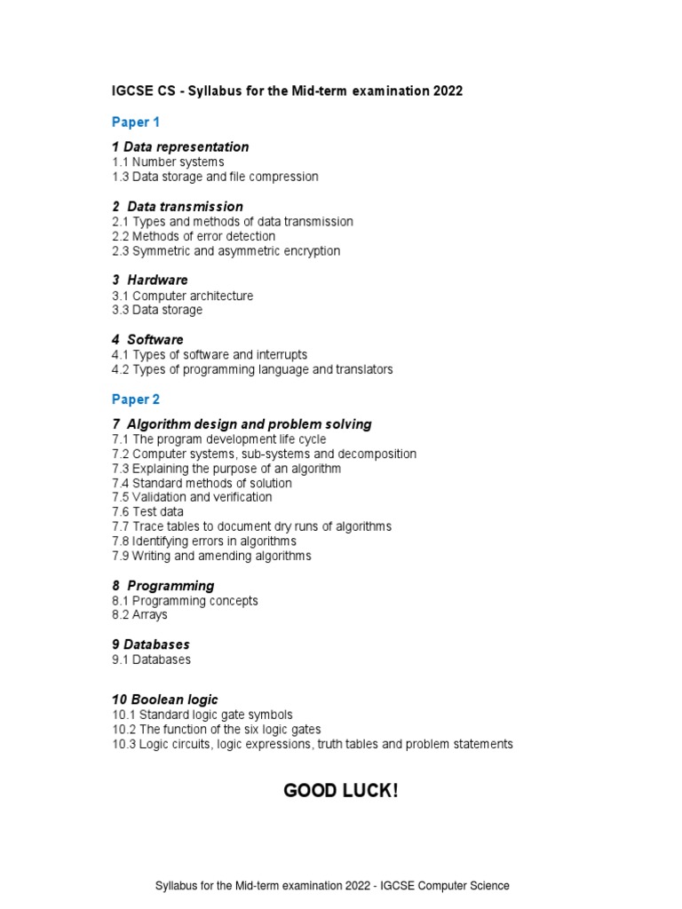 Igcse Cs Syllabus 2025