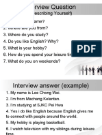 English Year 5 Interview Example.