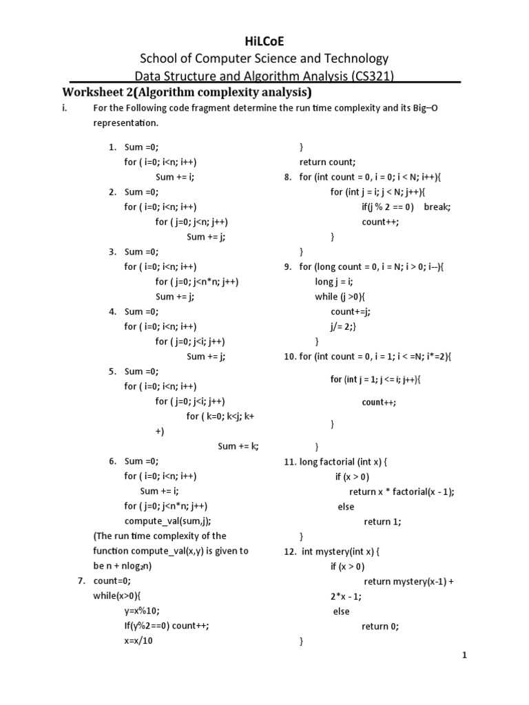 Data Structure Time Complexity Questions | PDF | Matrix (Mathematics ...