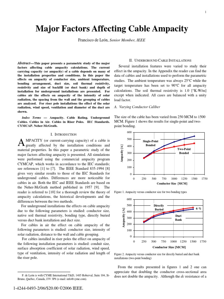 Factors Influencing Cable Ampacity | PDF | Electrical Wiring ...