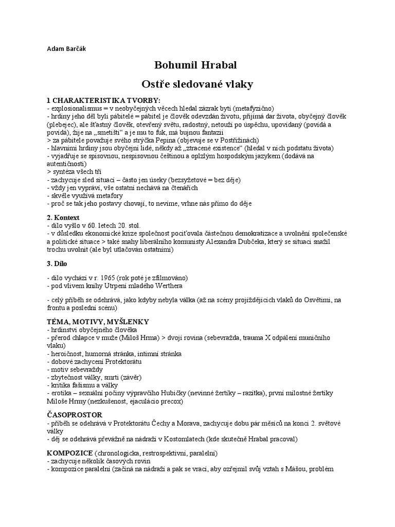 Ost e Sledovan Vlaky ten k PDF