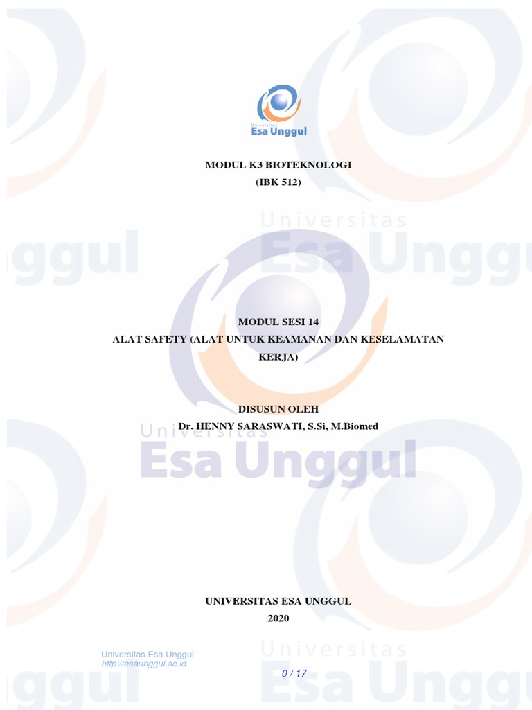 Alat Safety di Laboratorium Esa Unggul | PDF