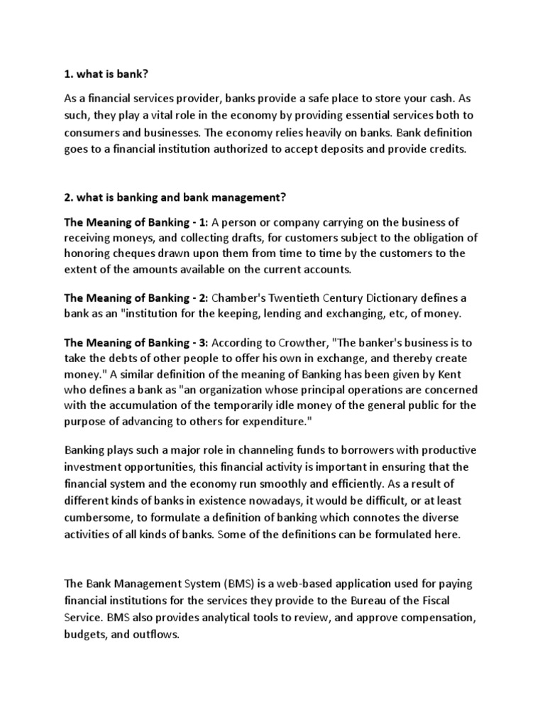 Overview of Banking Functions and Systems | PDF | Banks | Banks & Banking