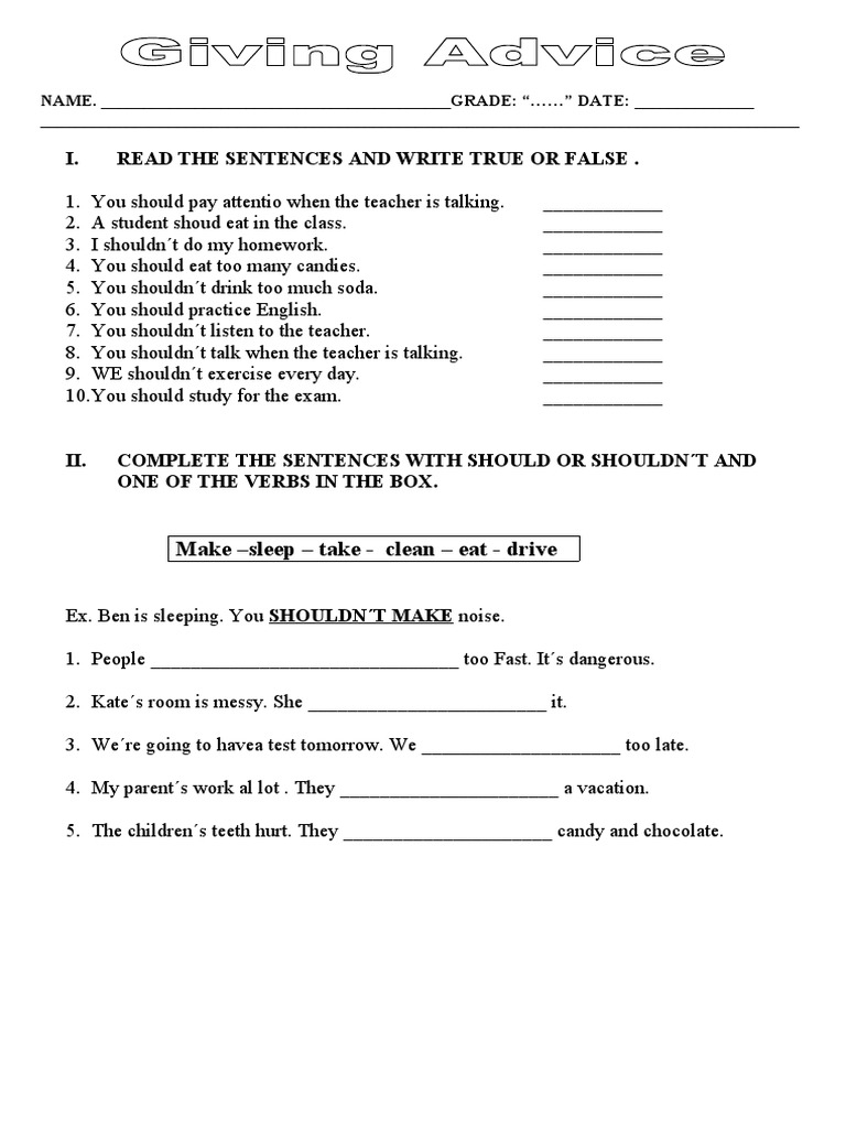 Should Excercise Pdf