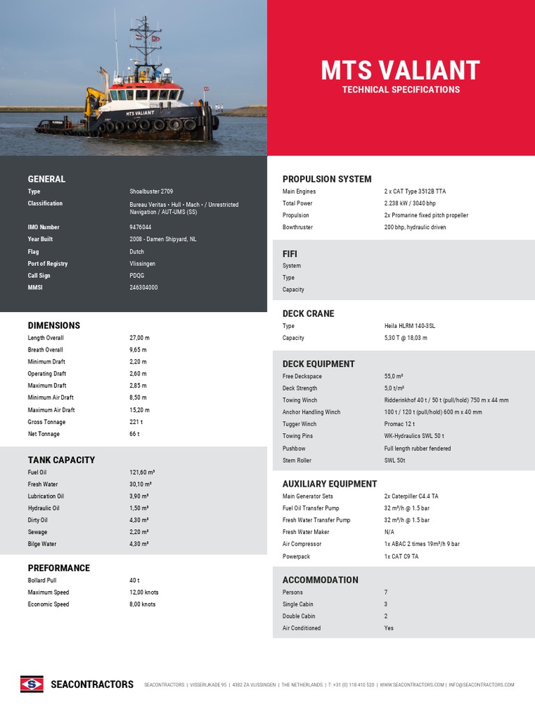 Shoalbuster 2709 MTS Valiant Specs | PDF