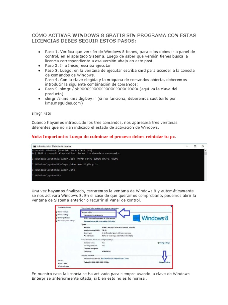 C mo activar windows 8 sin programa debes seguir estos pasos pdf