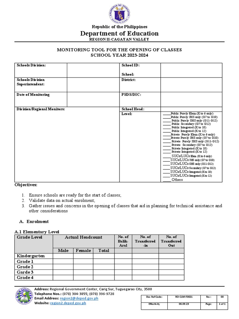 Monitoring Tool for Classes 2023-2024 | PDF | Learning