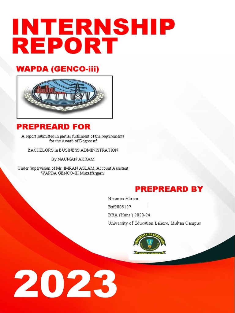 Internship Report Cover Page Format