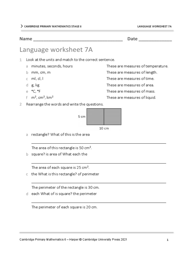 Primary Math Language Worksheet | PDF
