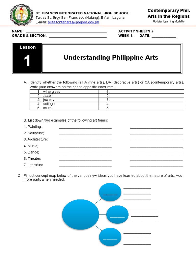 Act - Sheets-Cpar-Week1 | PDF | The Arts