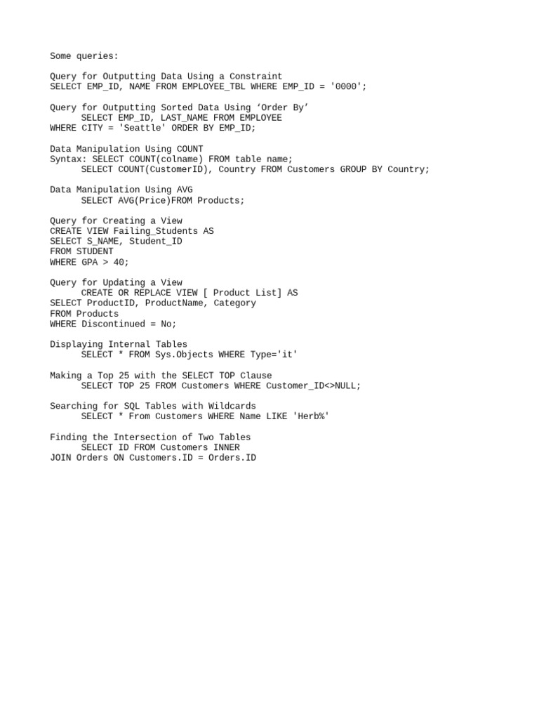 SQL Queries | PDF