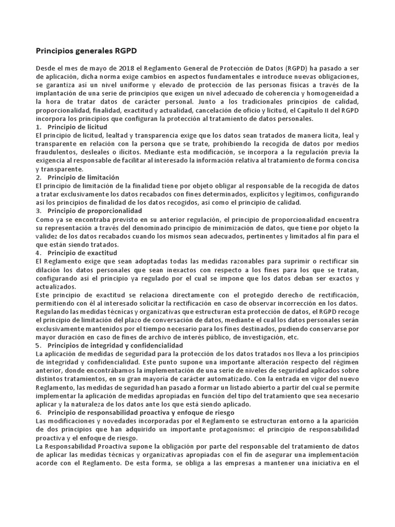 Principios Generales RGPD | PDF | Negocios
