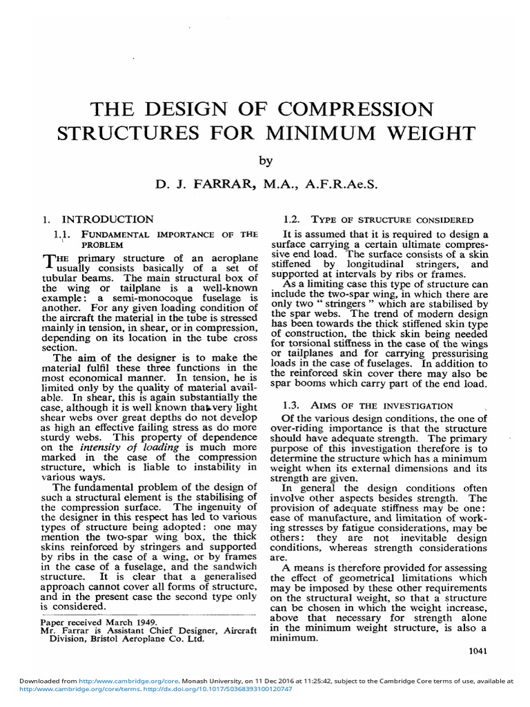 Minimum Weight Compression Structures | PDF | Buckling | Stress (Mechanics)