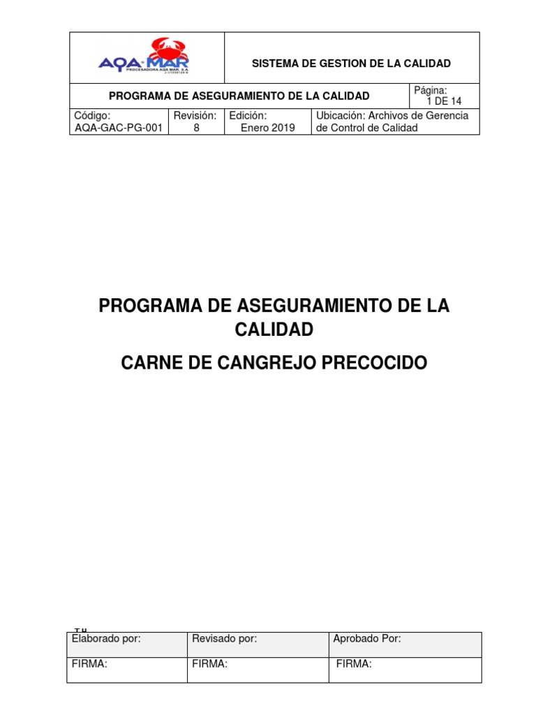 Programa de Aseguramiento de La Calidad | PDF | Calidad (comercial ...