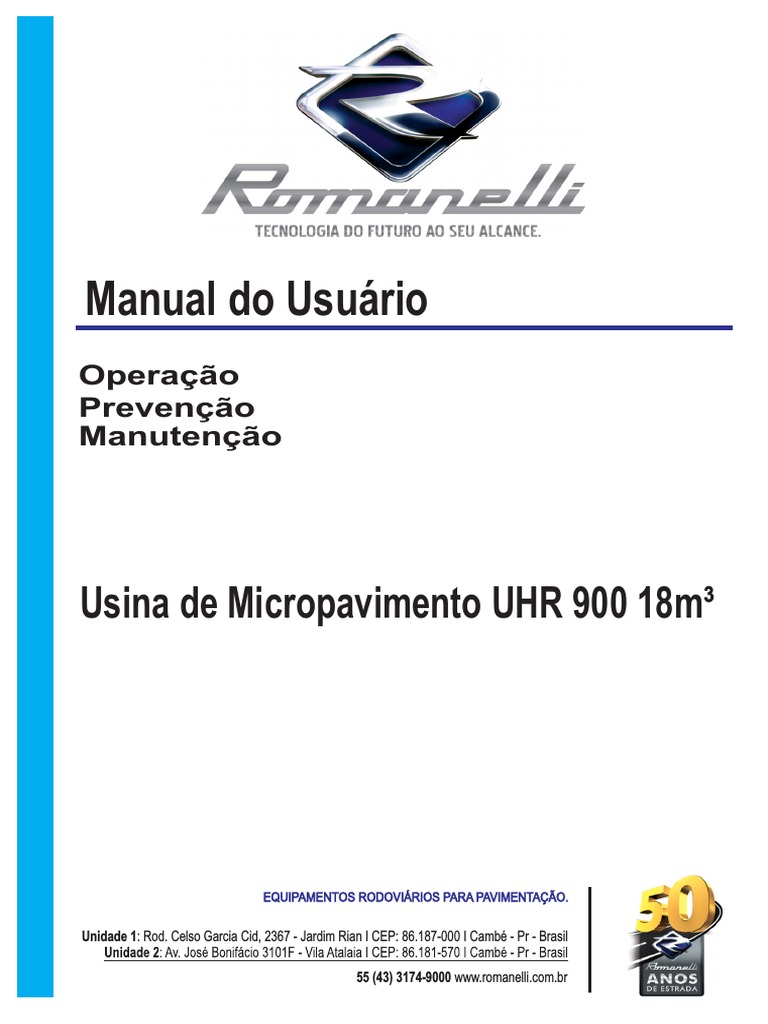 Manual de Operação UHR-900 Romanelli | PDF