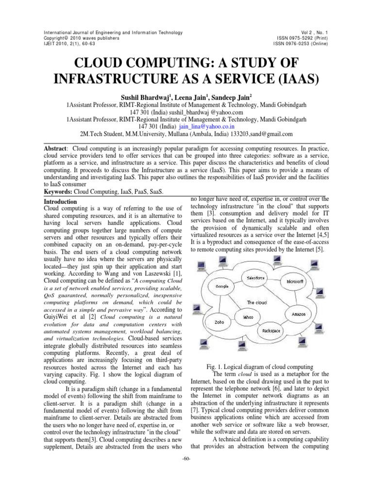 Cloud Computing A Study of Infrastructur | PDF