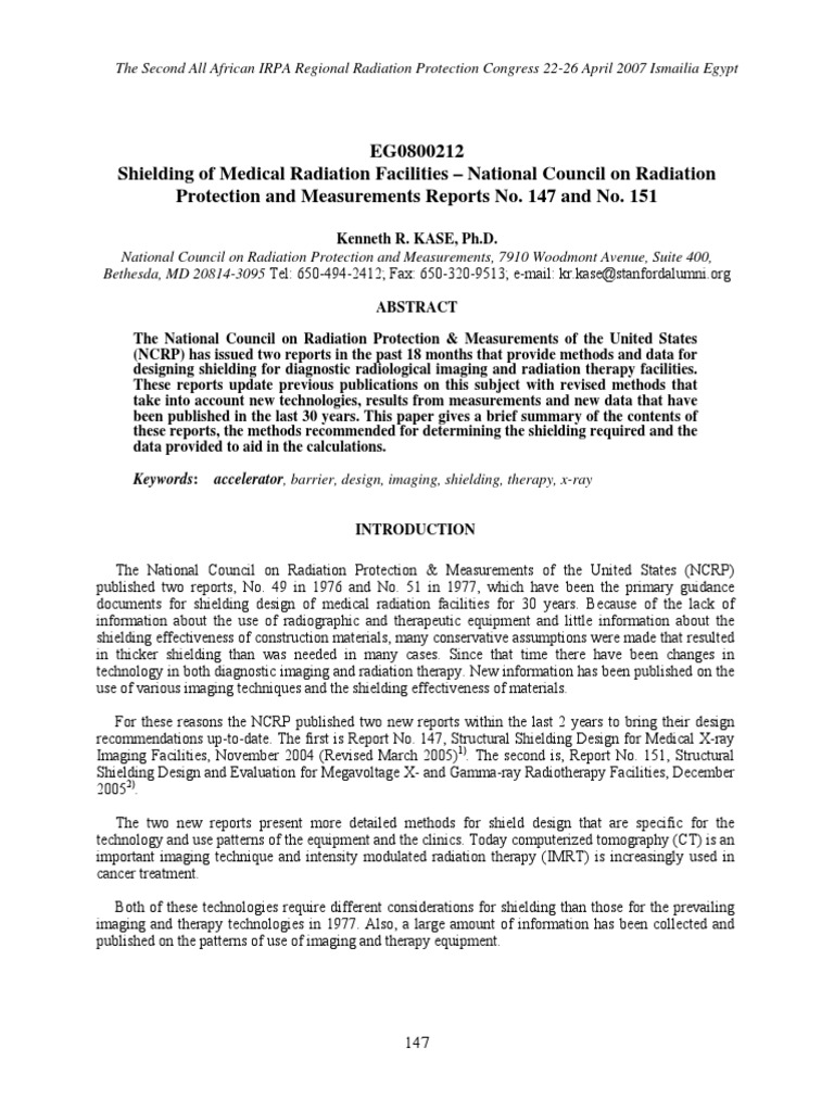 EG0800212 Shielding of Medical Radiation Facilities National Council