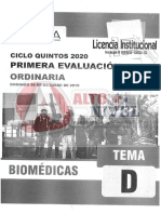 1er Examen Ceprunsa Quintos 2020 Biomedicas