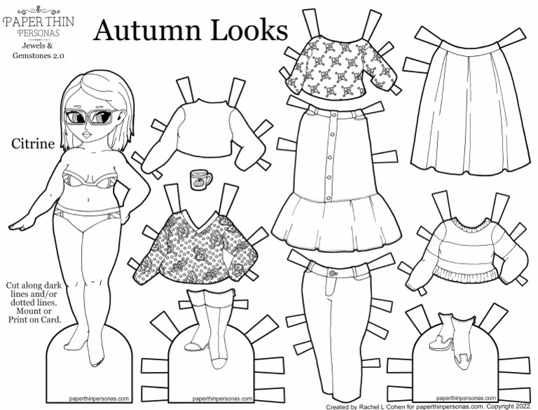 Prinable Paper Doll Autumn JG BW | PDF