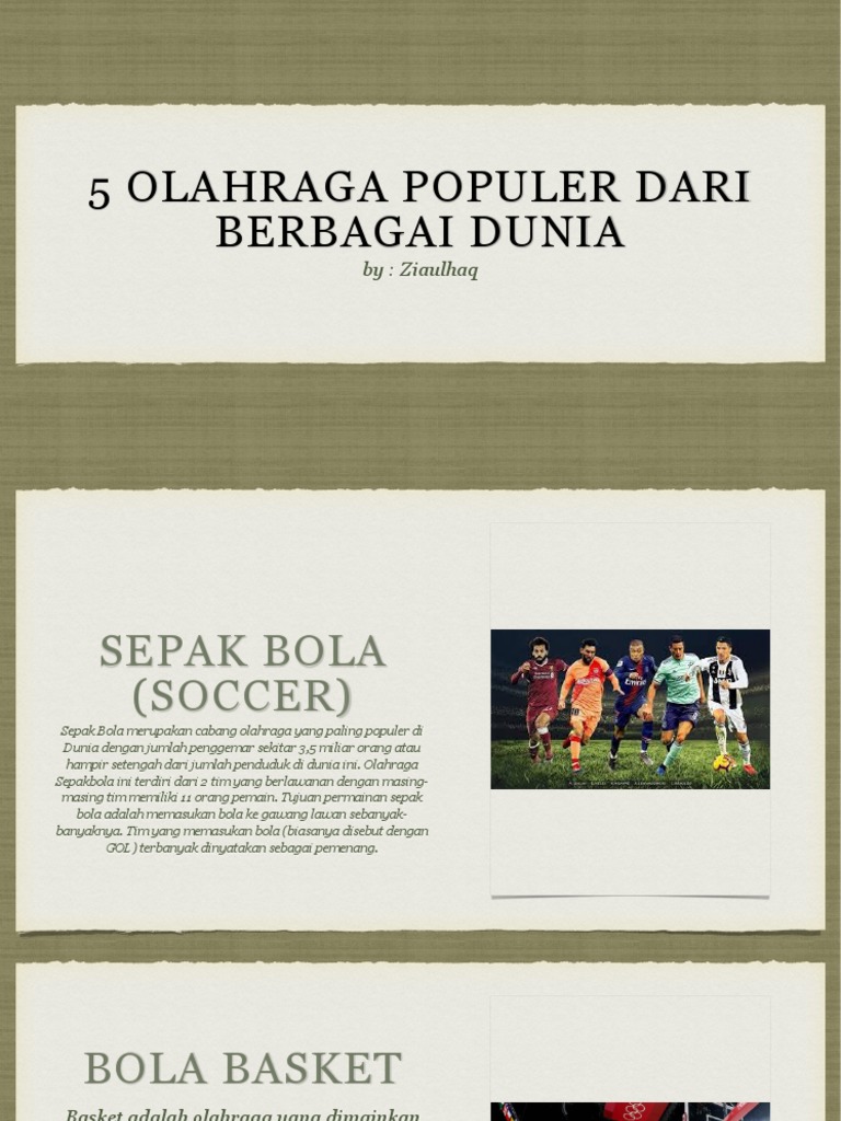 5 Olahraga Populer Dari Berbagai Dunia: By: Ziaulhaq | PDF
