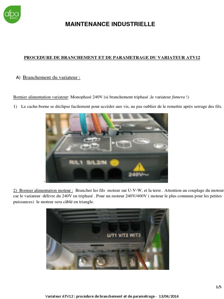 Branchement et paramétrage ATV12 | PDF | Composants électriques | Composant