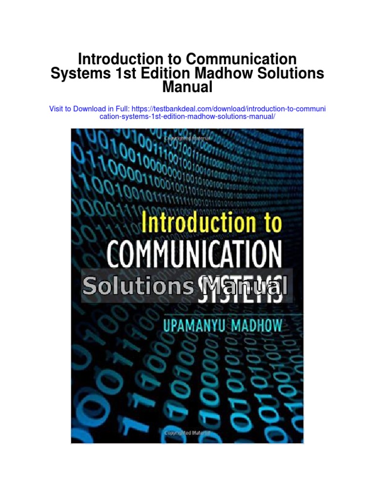 Introduction To Communication Systems 1st Edition Madhow Solutions