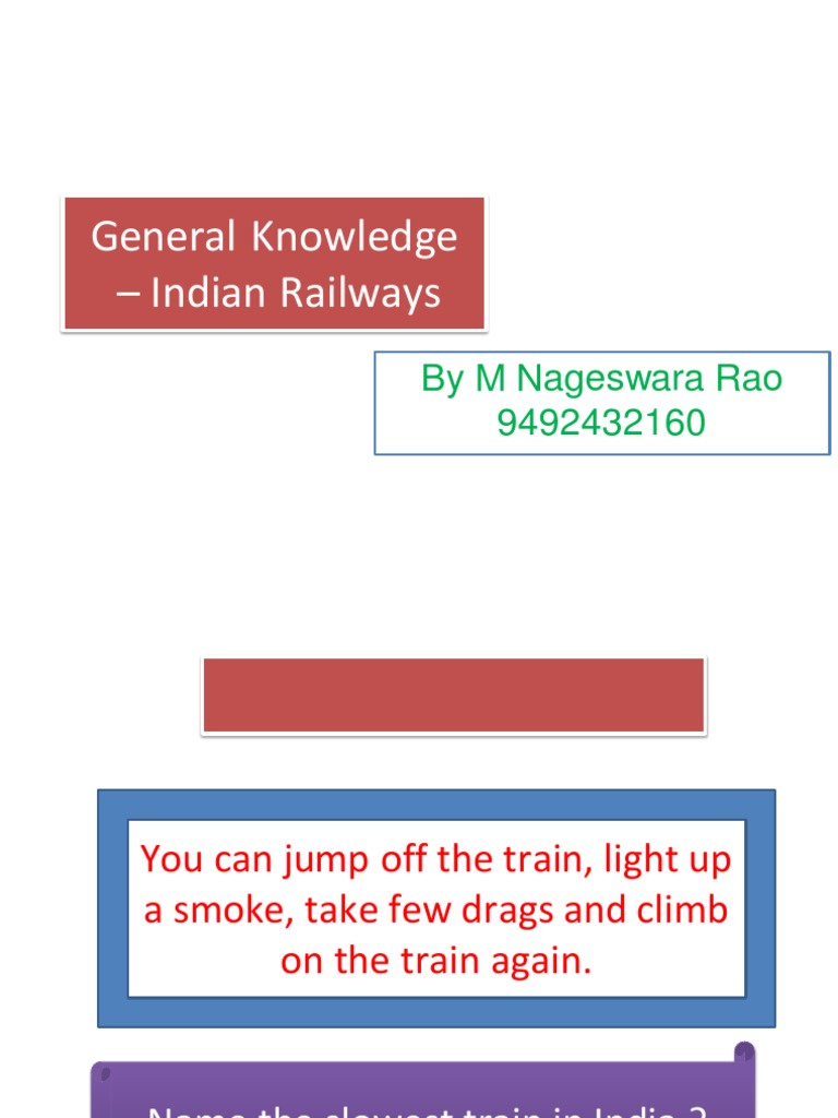 General Knowledge Indian Railways PDF Rail Transport Transport