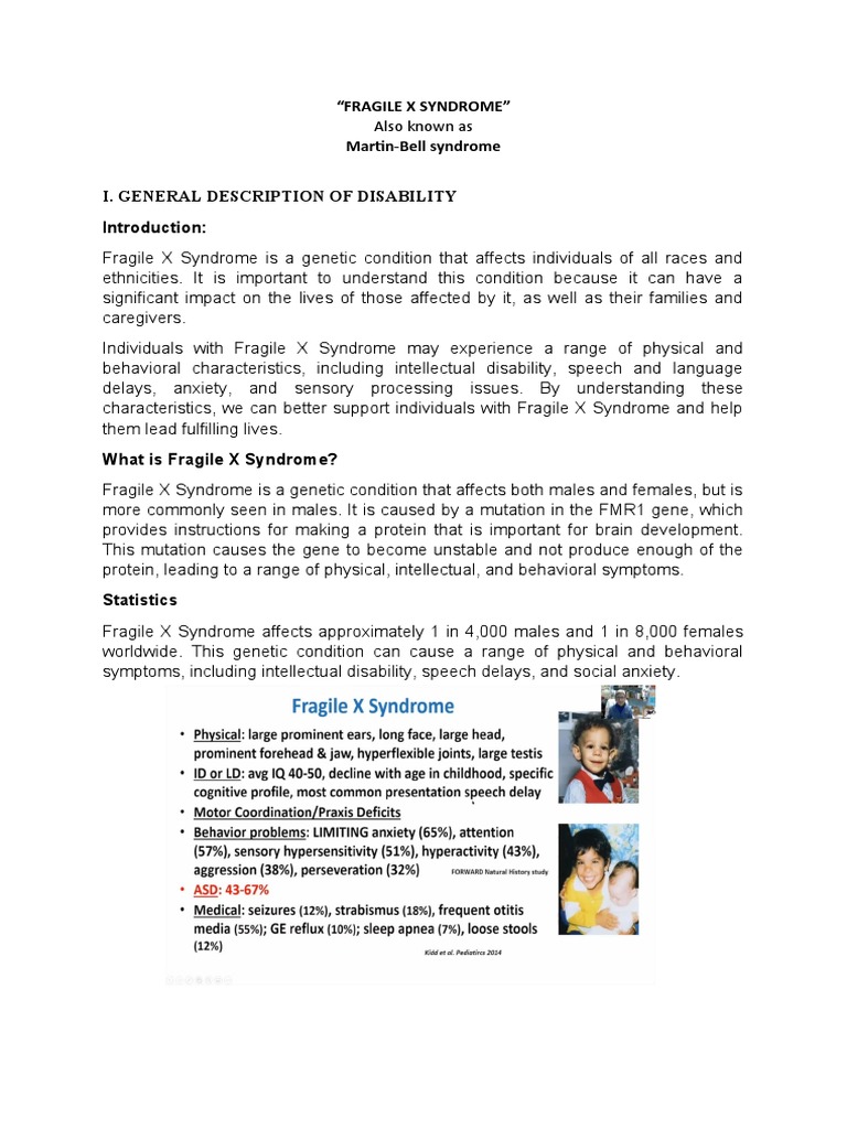 Fragile X Syndrome | PDF | Autism Spectrum | Intellectual Disability