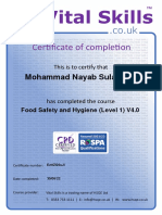 Food Safety and Hygiene Level 1