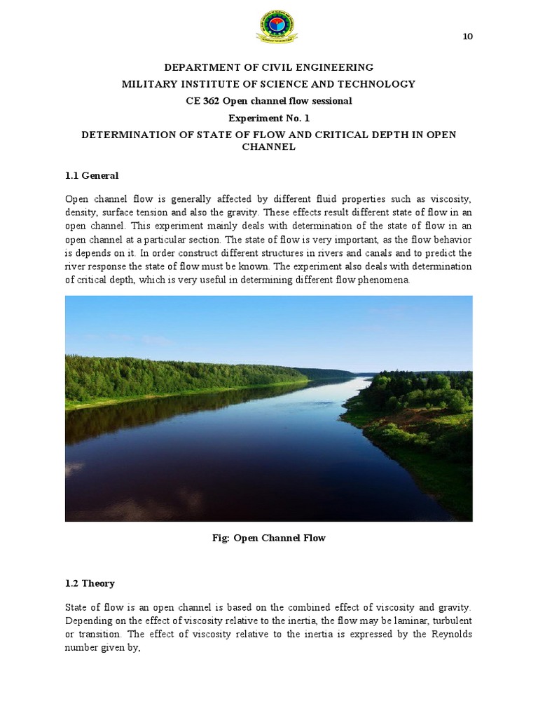 Critical Flow and Depth in Open Channels | PDF | Fluid Dynamics ...